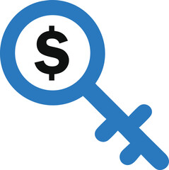 Female symbol with dollar sign inside a circle, isolated on white background