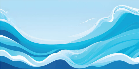 Abstract blue wave vector illustration pattern for ocean water design backgrounds
