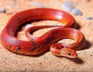 red racer snake head on desert sand and gravel