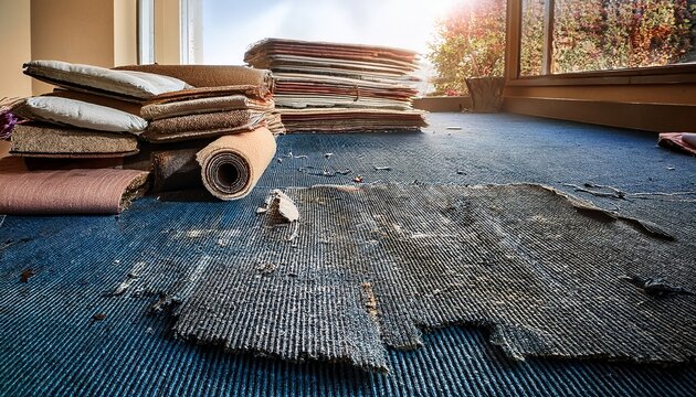 old carpet and padding trash