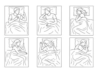 Body Posture During Sleep CAD Style Vector Design