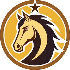Stylized horse head emblem with star and compass rose