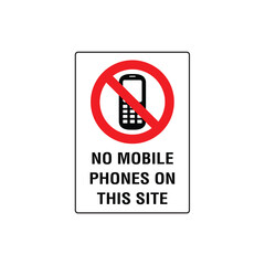 No Mobile Phones On Beach Prohibitive Symbol Sign Vertical Vector Illustration for Public Area Communication Policy.