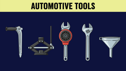 Illustration of various mechanical repair equipment items bundle design