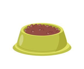 Dog, cat, animal or pet full food bowl vector illustration. Dish symbolizing feeding, care, nutrition, and animal love
