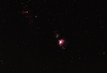 The Orion nebula in the summer night sky