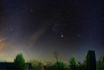 The Orion nebula in the summer night sky