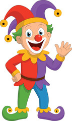 Funny Colorful Joker Cartoon Vector Illustration