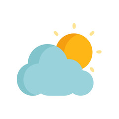Single Cloud with Sun Peeking Icon Vector