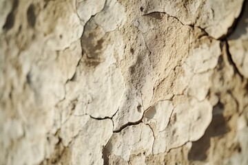 Naklejka premium A close-up shot revealing the textured surface of dry, cracked earth or parched soil, displaying intricate patterns and natural weathering.