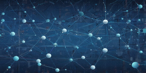 Abstract Network Connection Visualizing Digital Connectivity. A dynamic and visually captivating abstract image showcases a complex network of interconnected points and lines.	