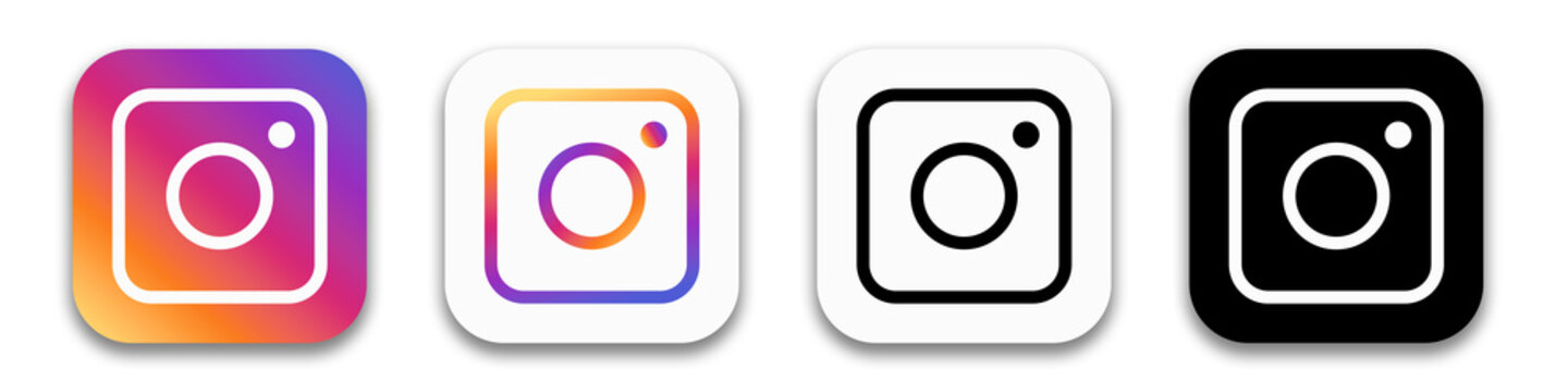 Instagram Logo Variations PNG - Gradient, Black, and White Social Media Icons with Transparent Background. High‑Quality App Symbols for Branding, Marketing, Mobile UI, and Digital Design Download