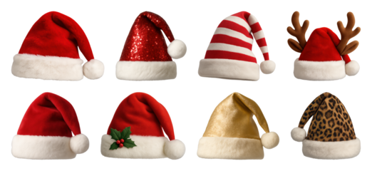 PNG Festive hats variety collection, element set on transparent background