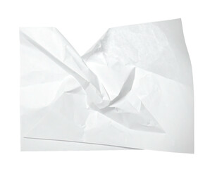 White crumpled tissue paper with torn edges on a black background