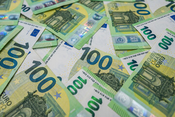 Stack of euro banknotes symbolizing finance, money, prosperity, wealth, corporate growth and economy strategy