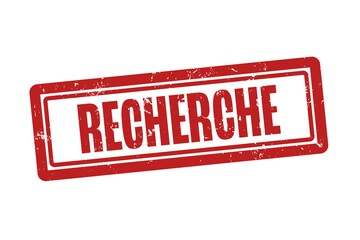 Recherche (Research) - A red stamp, isolated on white background.