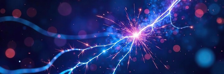 Vibrant Blue and Purple Electrical Sparks Futuristic Energy Crackling in the Dark