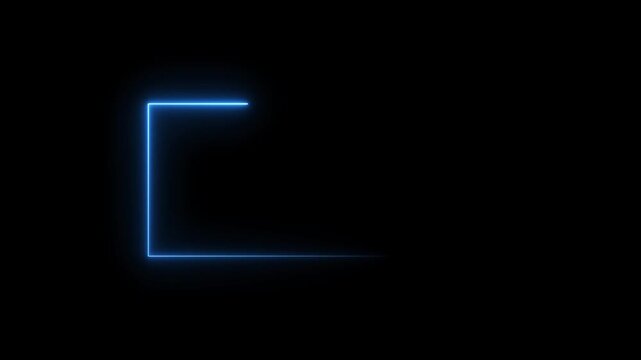 Abstract blue color neon rectangle shape icon background 4k video.