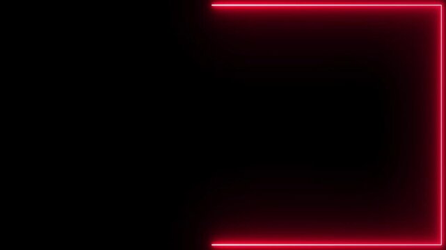 Abstract red color neon rectangle shape icon background 4k video.