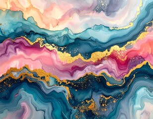 Abstract marbled artwork with swirling colors and gold flecks (1)