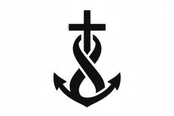 Huguenot cross symbol representing faith, hope, and charity, anchor and christian cross merging design