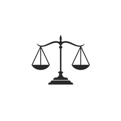 Elegant Monochrome Scales of Justice Vector Illustration Icon