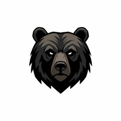 Fierce Grizzly Bear Head Vector Illustration with Bold Geometric Style and Glowing Eyes