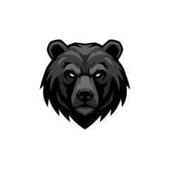 Fierce Grizzly Bear Head Esport Mascot Vector Illustration in Grayscale
