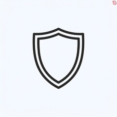 Simple black outline shield icon on light gray background