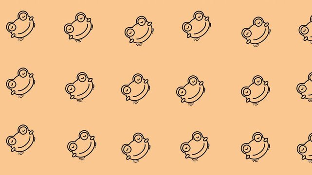 Looping pattern animal frog on pastel orange, perfect for background designs, textiles, stationary, and digital wallpapers with an animal theme