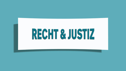 Recht & Justiz (Law & Justice) - A card isolated on light green background.