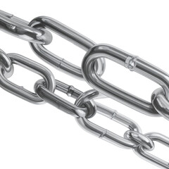 Obraz premium Close-up, stylized image of a strong, metallic chain, links intertwined and reflecting light