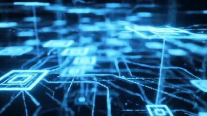 Futuristic computer circuit board with glowing blue signals representing data processing streams - Powered by Adobe