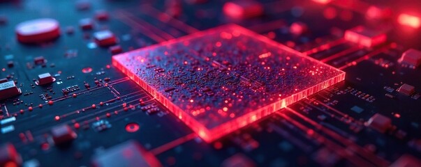 Intricate Nanostructures on Silicon Wafer A Close-Up Revealing Microscopic Precision and Complexity in Nanoscale Engineering Development.