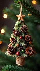 Charming Rustic Christmas Ornament Pinecones, Cinnamon, and Twine Holiday Decoration
