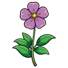 Illustration of a purple flower with green leaves vector drawing floral design botanical art
