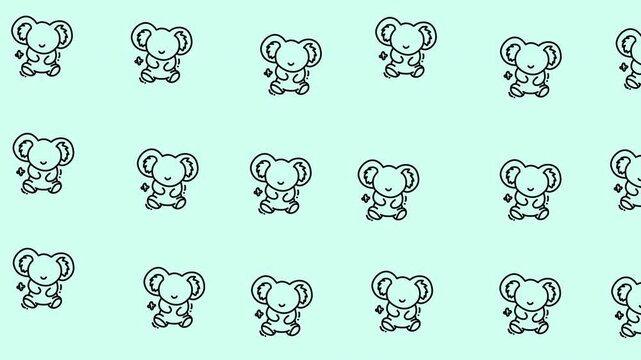 Looping pattern of adorable koala bear drawings on blue. Perfect for childrens products, stationery, textiles, and wildlifethemed designs