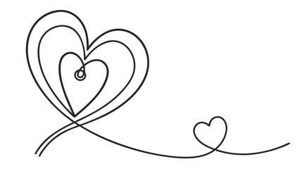 Abstract one-line heart with small circle detail, elegant modern vector for Valentine’s Day wall prints.
