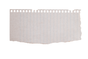 Vertical torn notebook paper with perforated top edge
