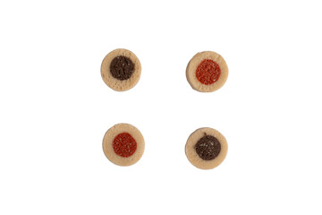 Colorful thumbprint cookies isolated on transparent background
