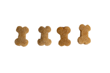 Bone-shaped dog treats isolated on transparent background
