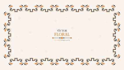 Decorative floral frame with ethnic pattern on light background