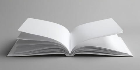 Fototapeta premium Open Blank Brochure Template for Design Use with Soft Gray Background and Empty Pages for Customization and Branding