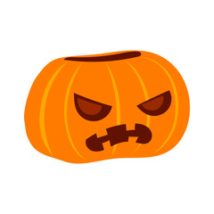 Scary Jack O' Lantern illustration with angry face for Halloween celebration and decoration