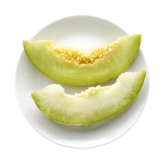 slice of melon on white background
