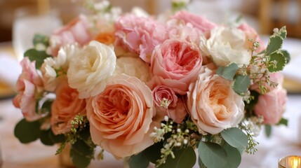 Obraz premium A bouquet of flowers with a green leaf in the middle. The flowers are pink and white