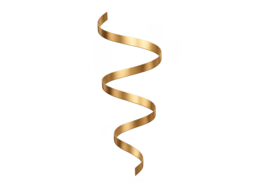 Gold ribbon swirling creating festive celebration decoration