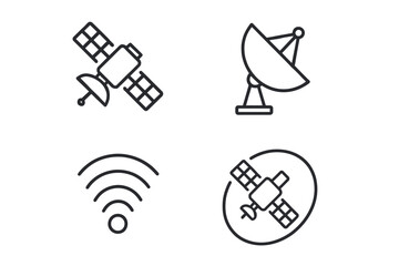 Satellite and communication icons collection: signal, wi-fi, antenna