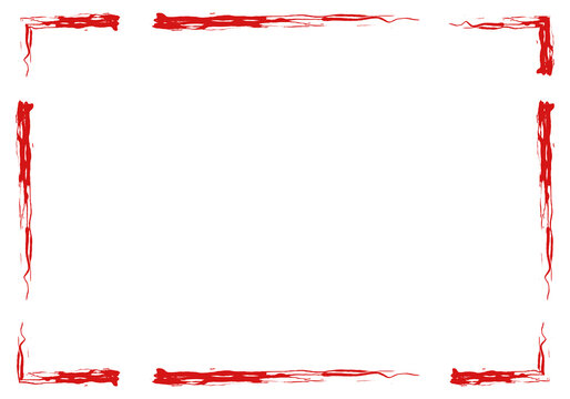 Marco de trazo de pincel rojo en fondo transparente
