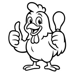 Vector for coloring, cute chicken mascot